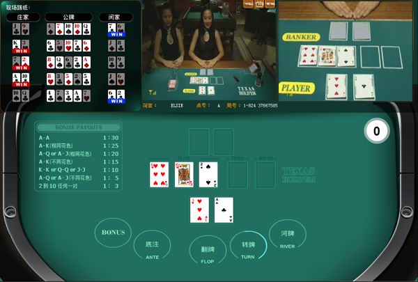 Permainan Texas Hold'em di Rio Casino (berdasarkan platform BBIN)
